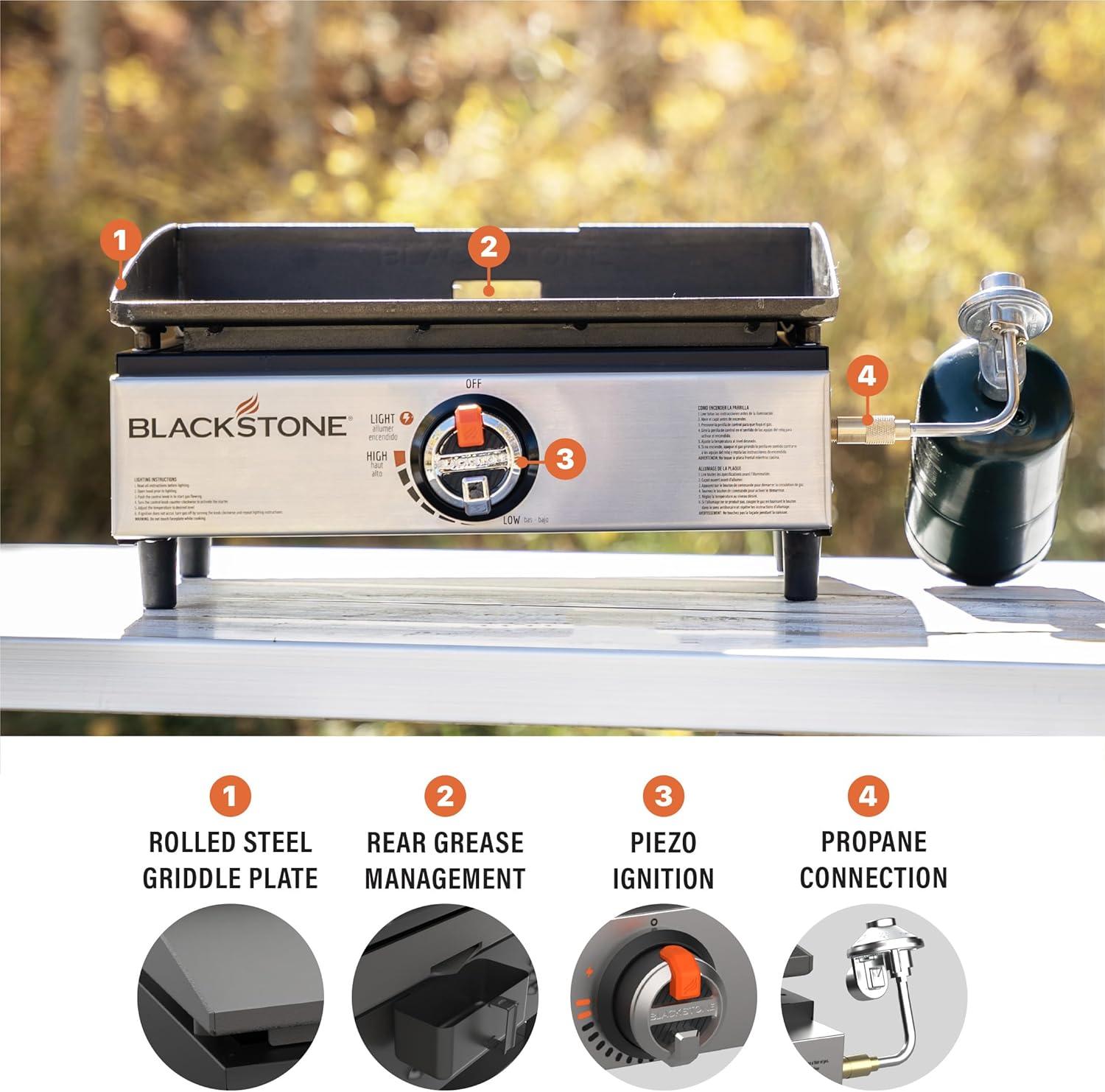 Original 17” Tabletop Griddle with Stainless Steel Front Plate, Powder Coated Steel, Black