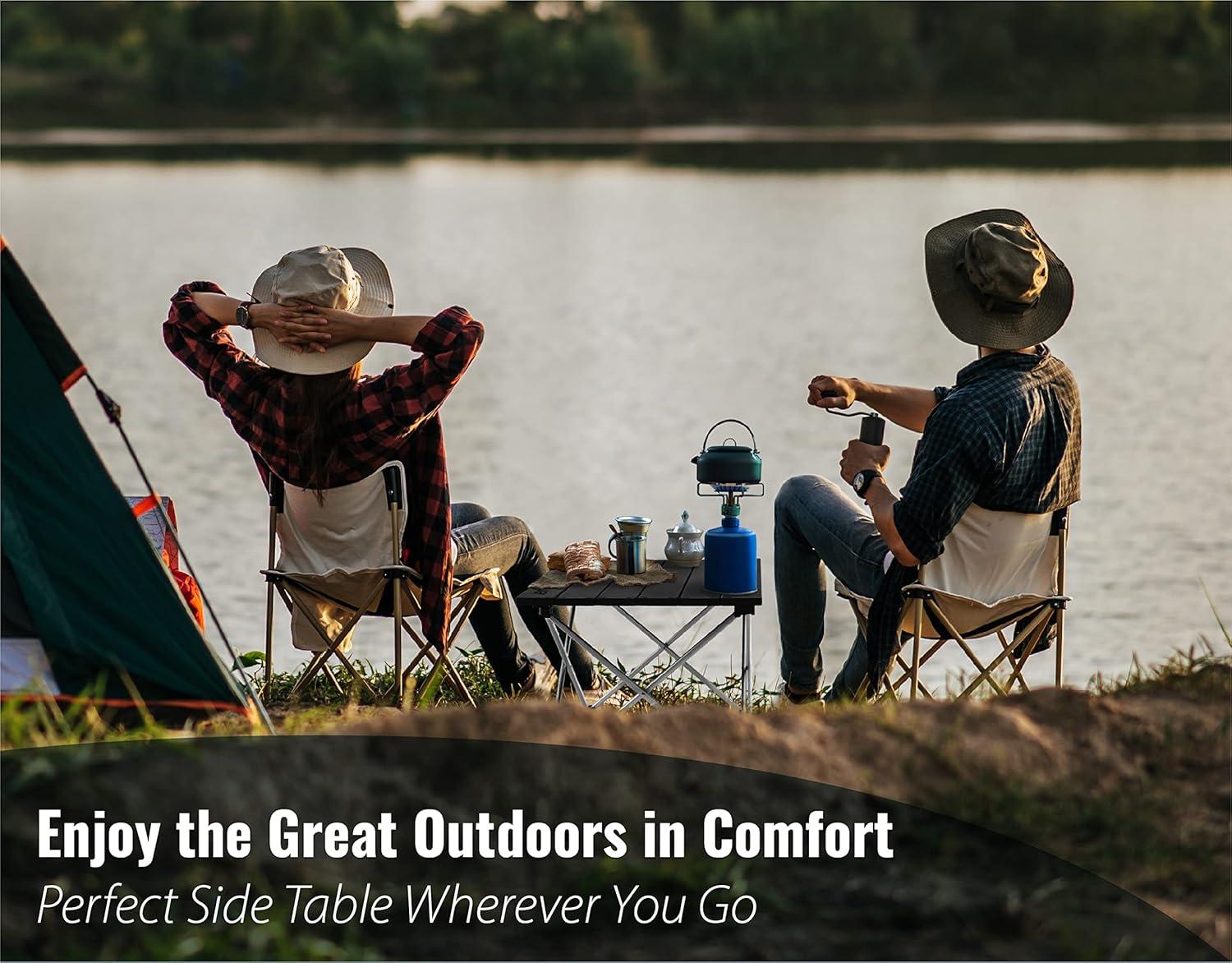 Trekology Foldable Aluminum Camping Table with Enforced Robust Hinged Connection.