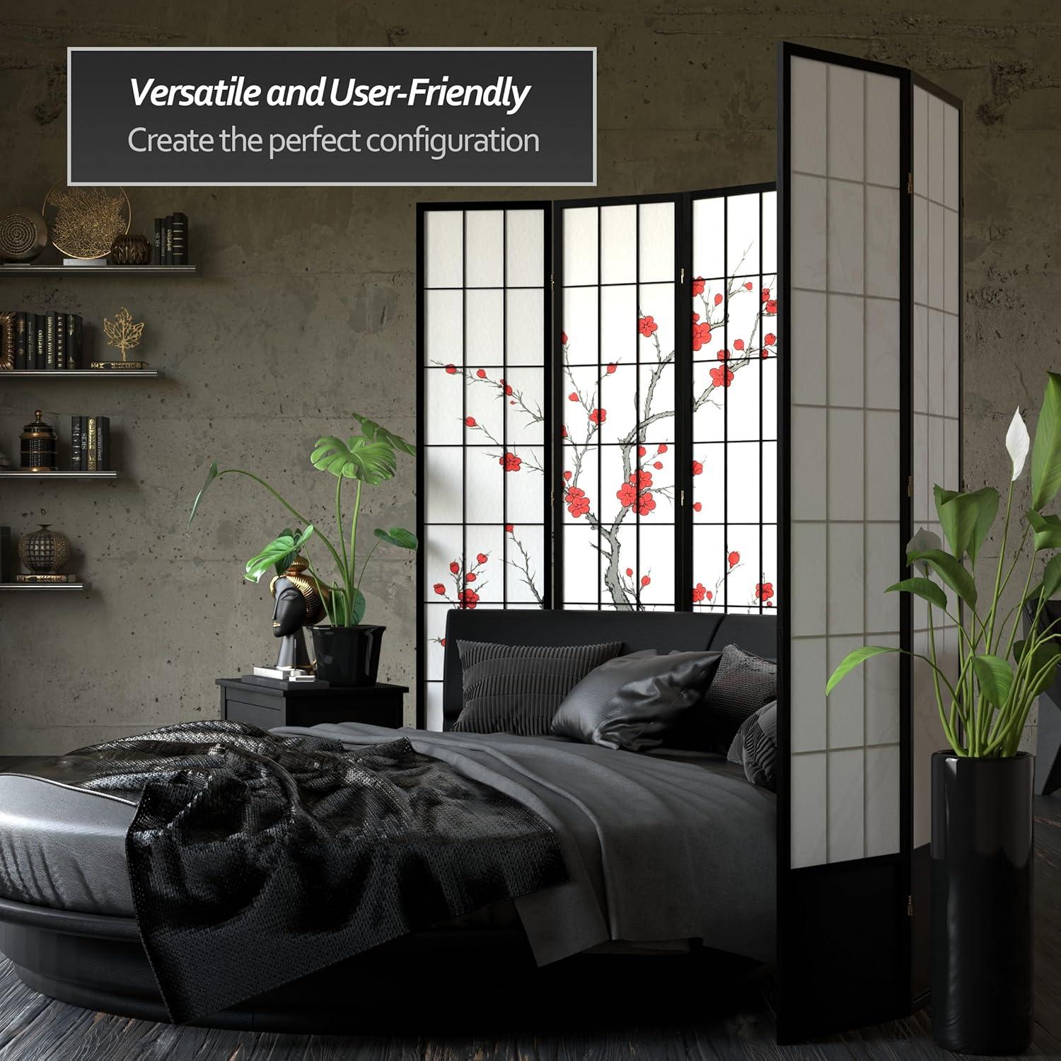 7 ft. Black 5-Panel Room Divider