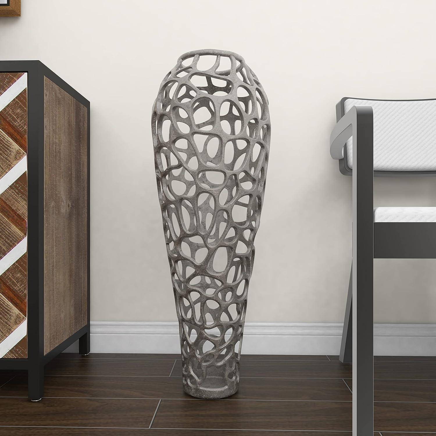 DecMode 33" Coral Silver Aluminum Vase