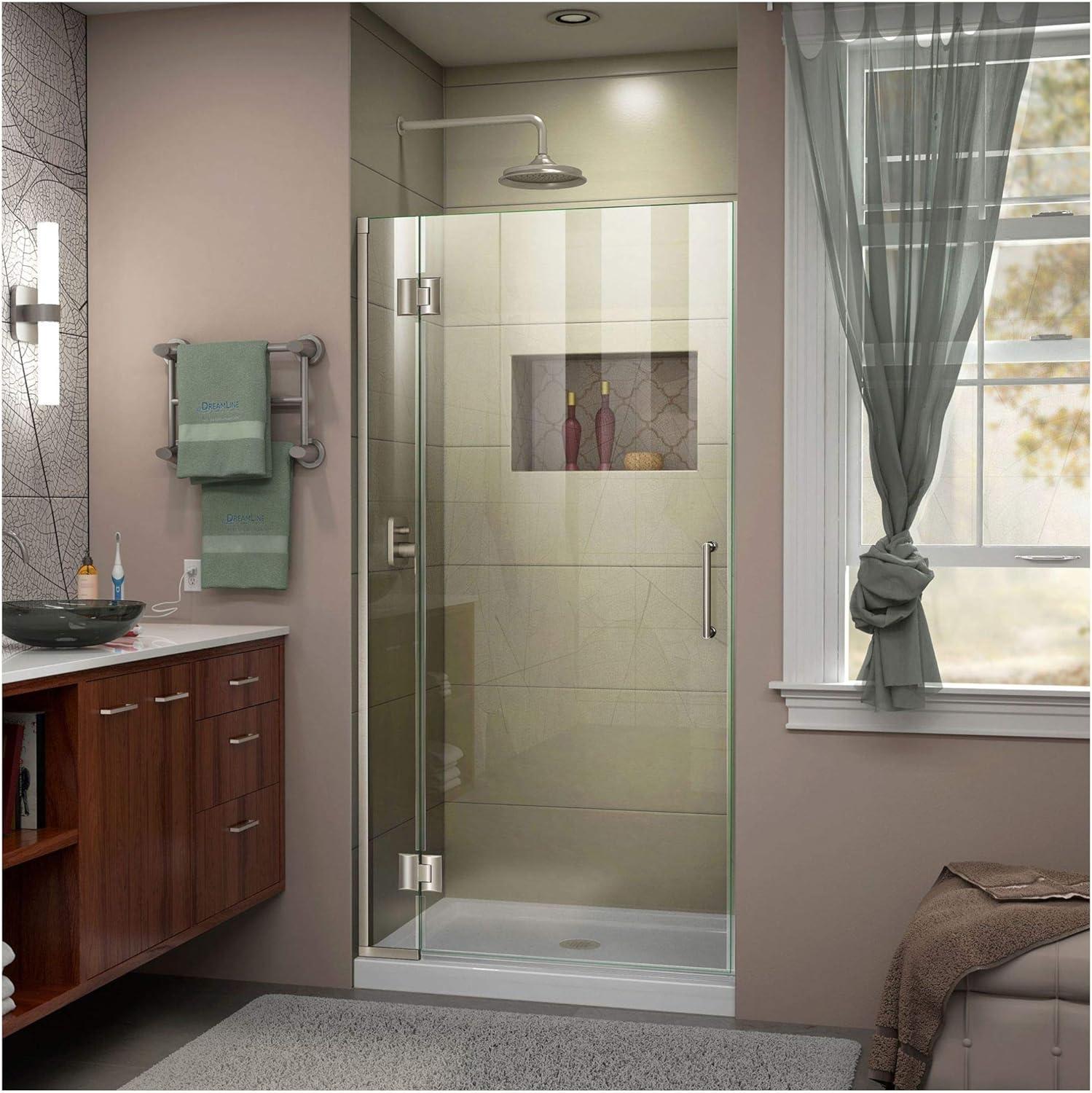 Unidoor-X 36" Frameless Clear Glass Hinged Shower Door