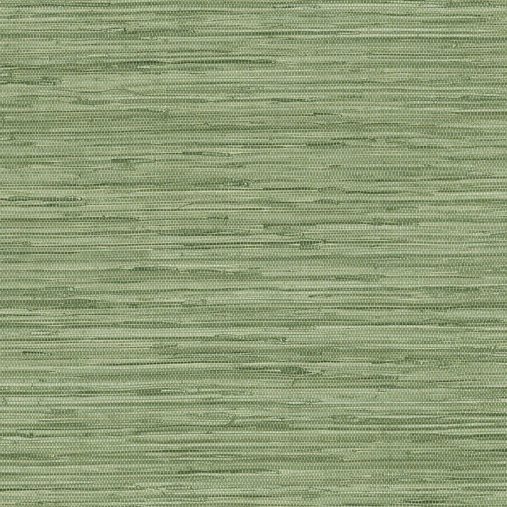 Green Embossed Grasscloth Vinyl Wallpaper Roll