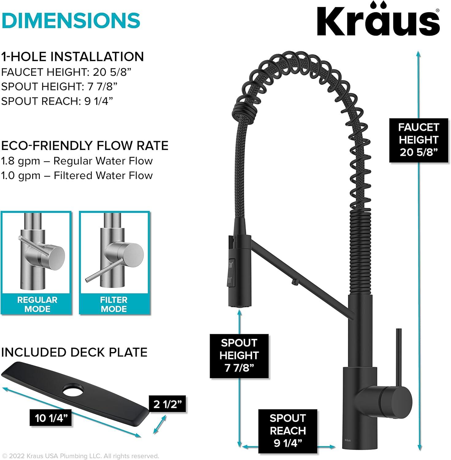 Oletto 2-in-1 Pull-Down Single Handle Kitchen Faucet