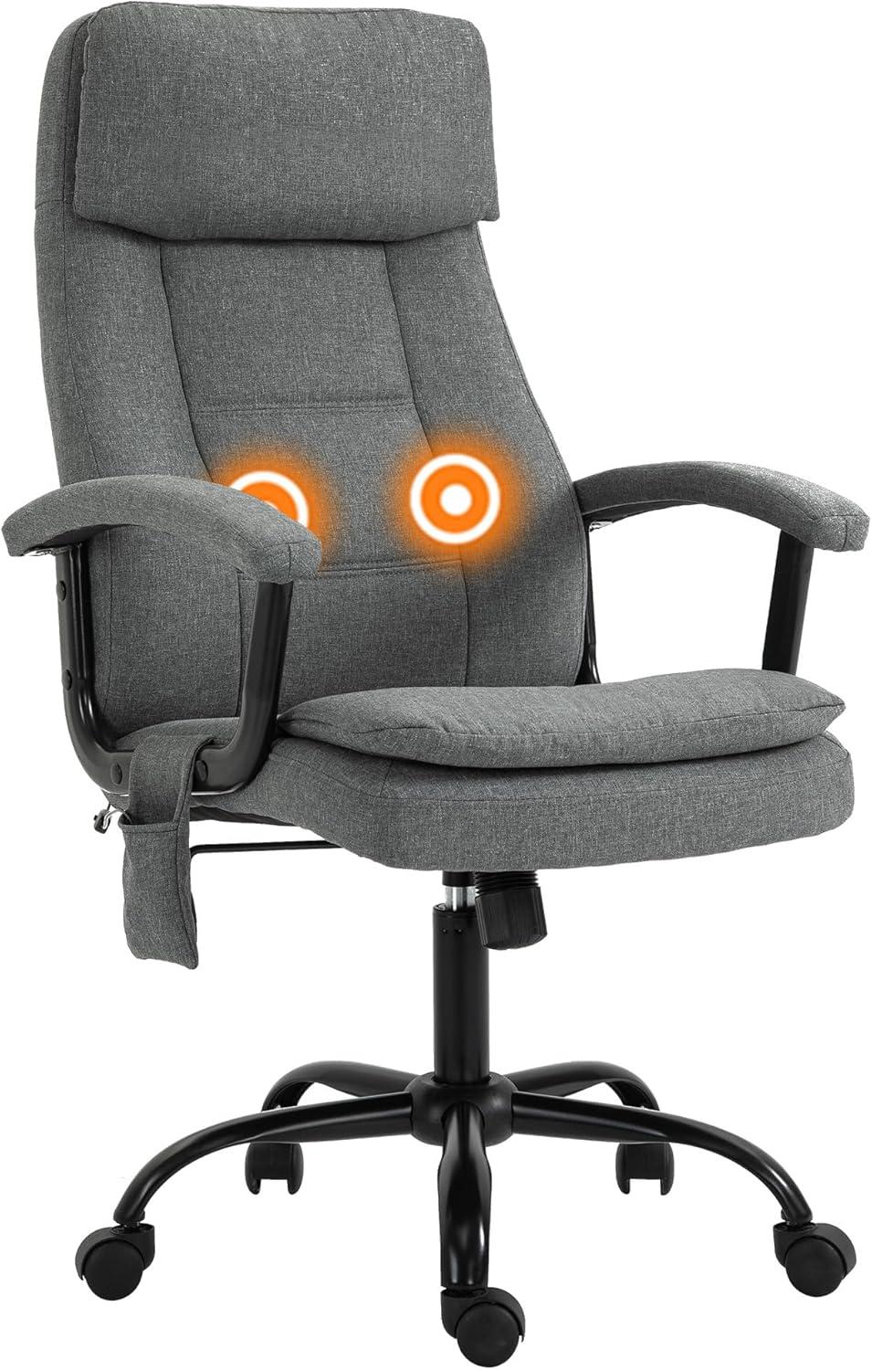 Vinsetto Executive Massage Office Chair with 2-Point Lumbar Massage, USB Power, Adjustable Height, Padded Headrest, Armrest, Gray