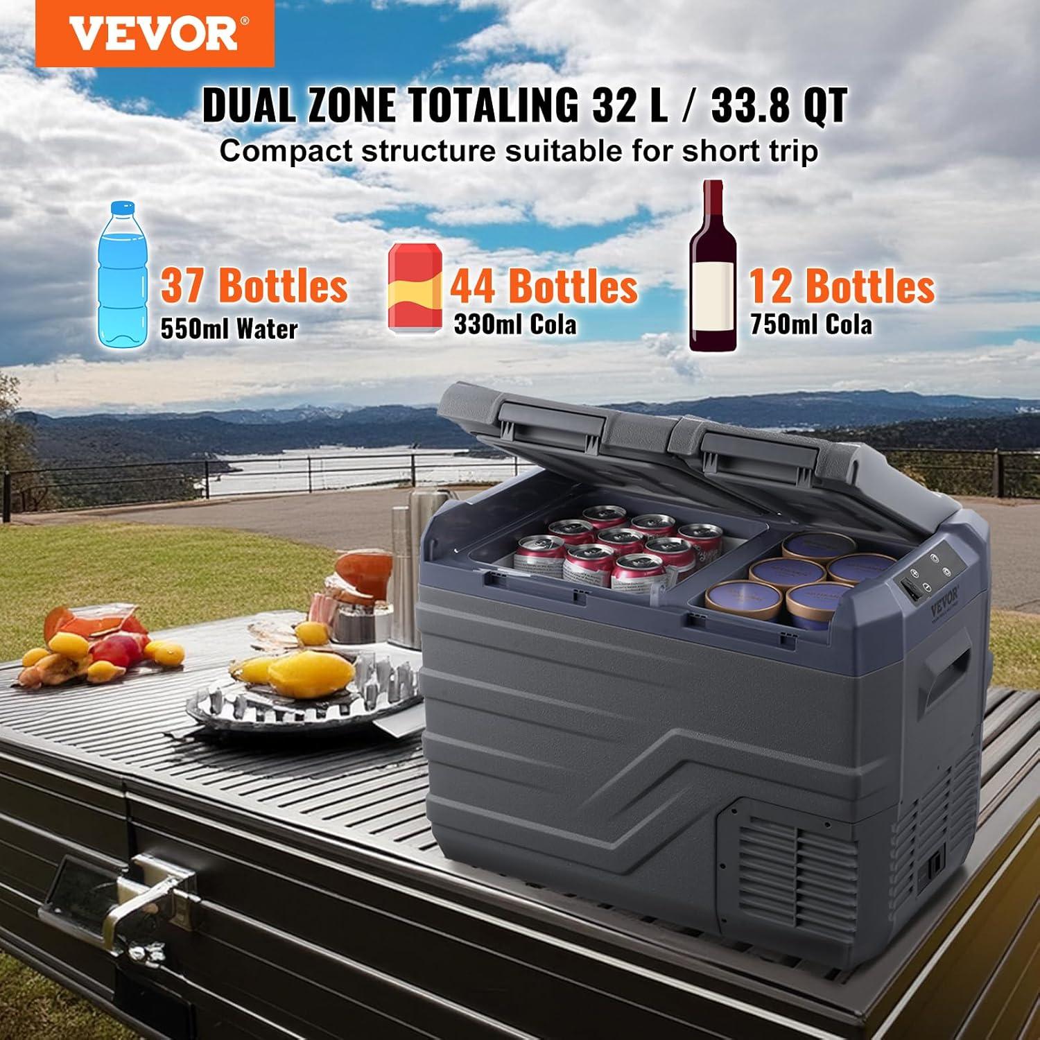 Compact Dual Zone Gray Portable RV Refrigerator Freezer