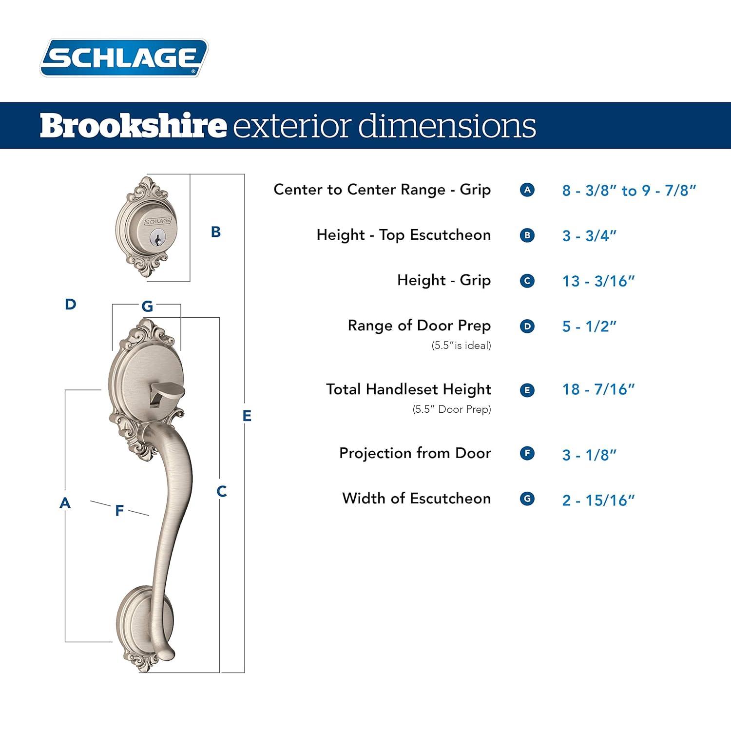 SCHLAGE Brookshire Single Cylinder Handleset and Georgian Knob, Antique Brass (F60 BRK 609 GEO)