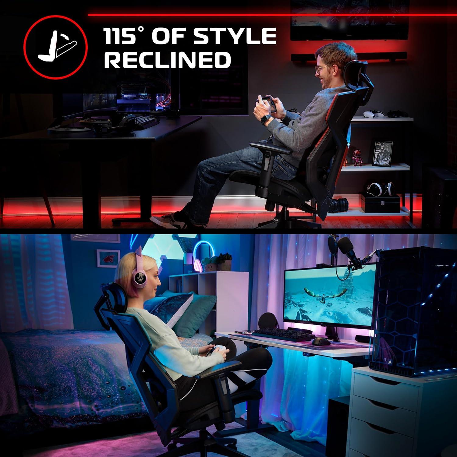 Respawn RESPAWN FLEXX Mesh Gaming Chair With Lumbar Support, Ergonomic Gaming Chair with Recline/Tilt Tension Controls, Adjustable Arms, 300lb Max Weight With Wheels for Computer/Desk/Office