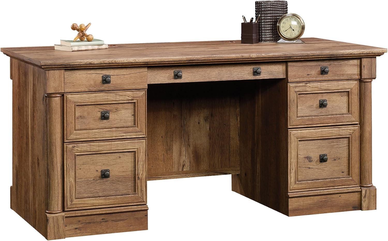 Sauder Palladia Executive Desk, Vintage Oak Finish