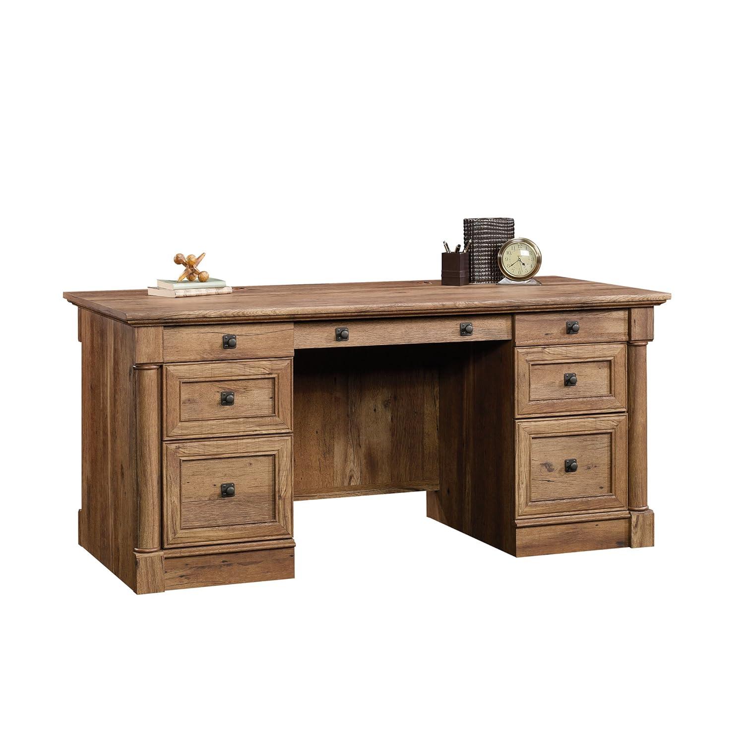 Sauder Palladia Executive Desk, Vintage Oak Finish