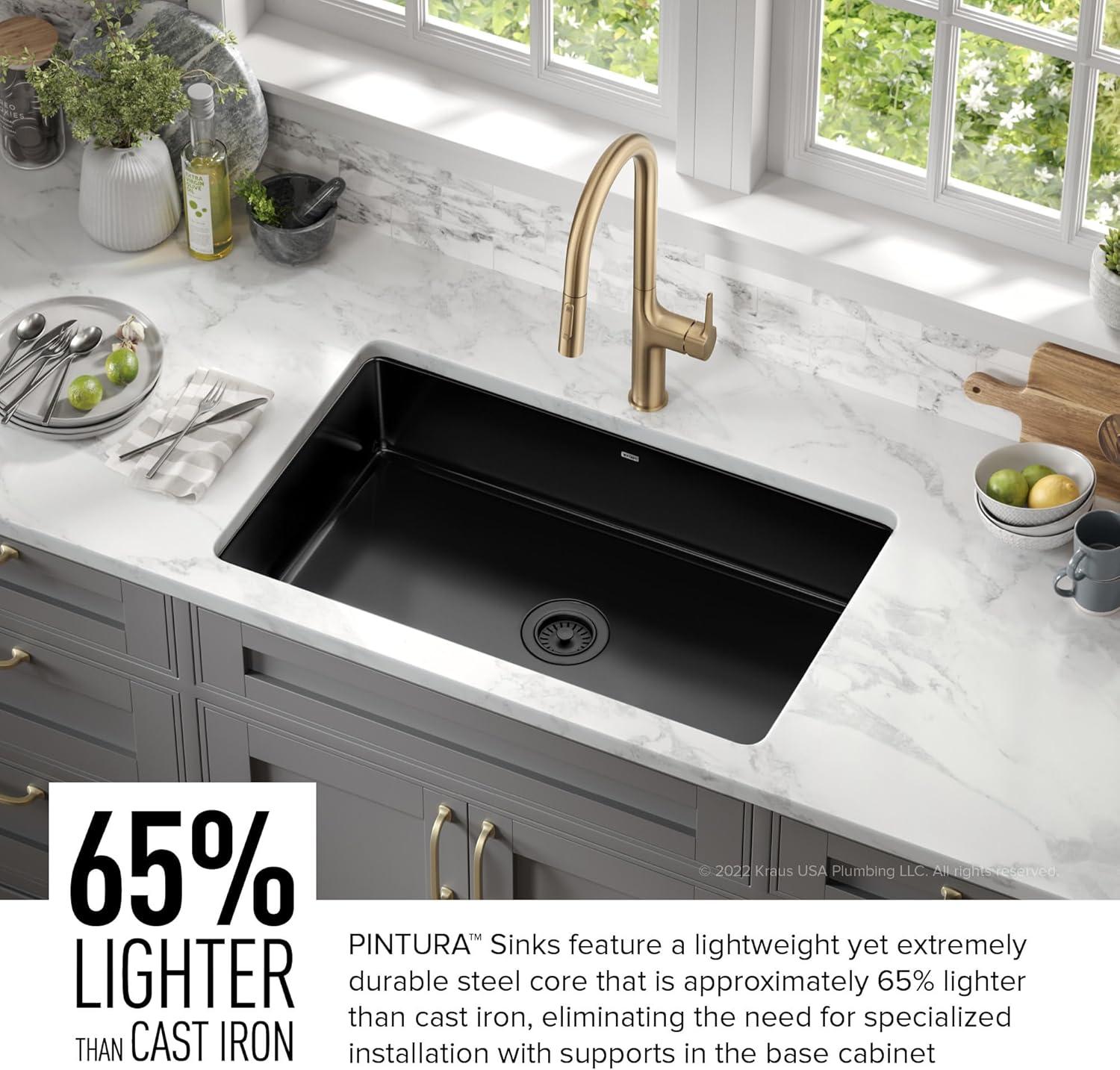 KRAUS Pintura™ 32" L Undermount Porcelain Enameled Steel Single Bowl Kitchen Sink