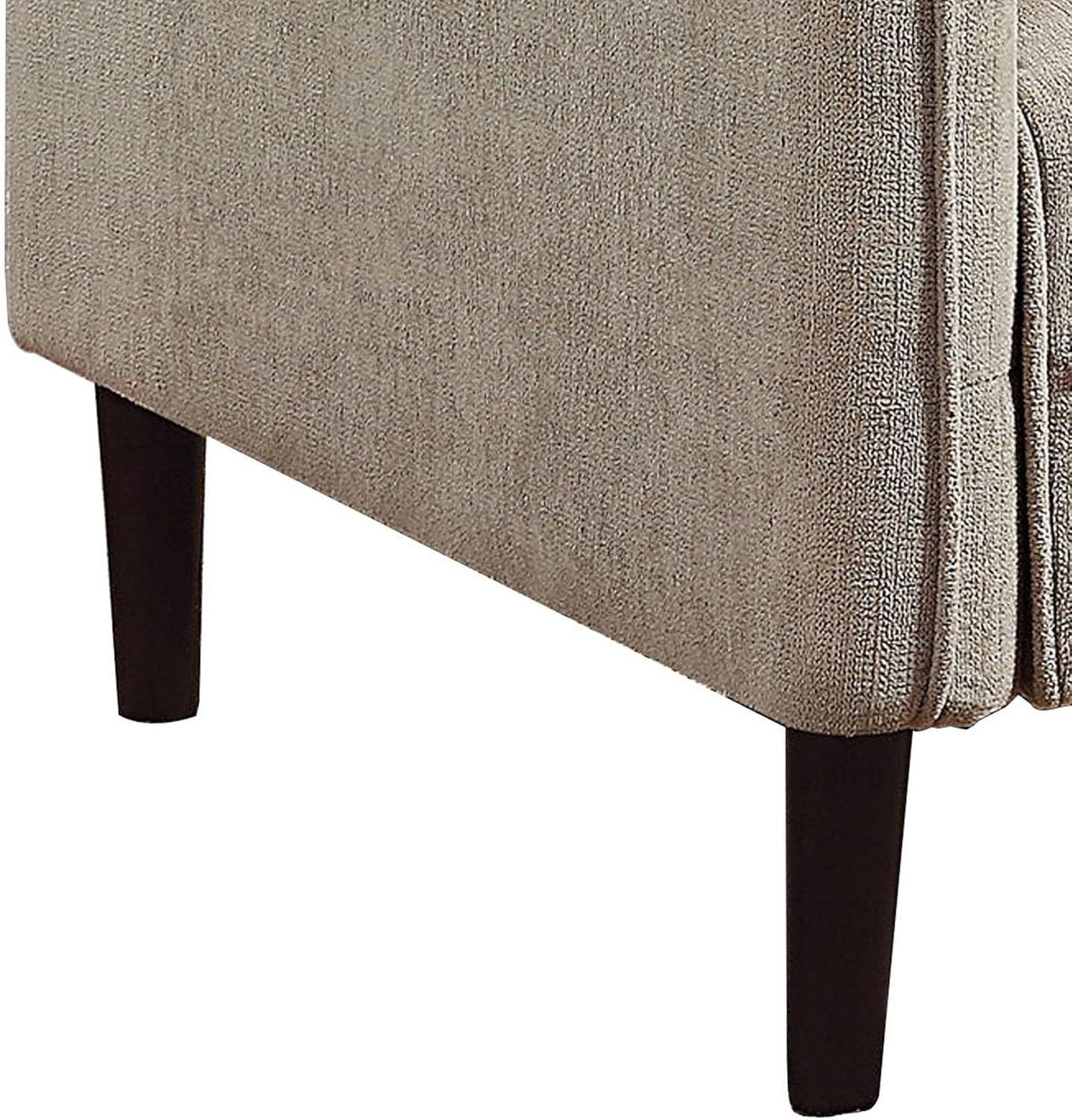 Beige Chenille Accent Chair with Wood Legs and Rounded Arms