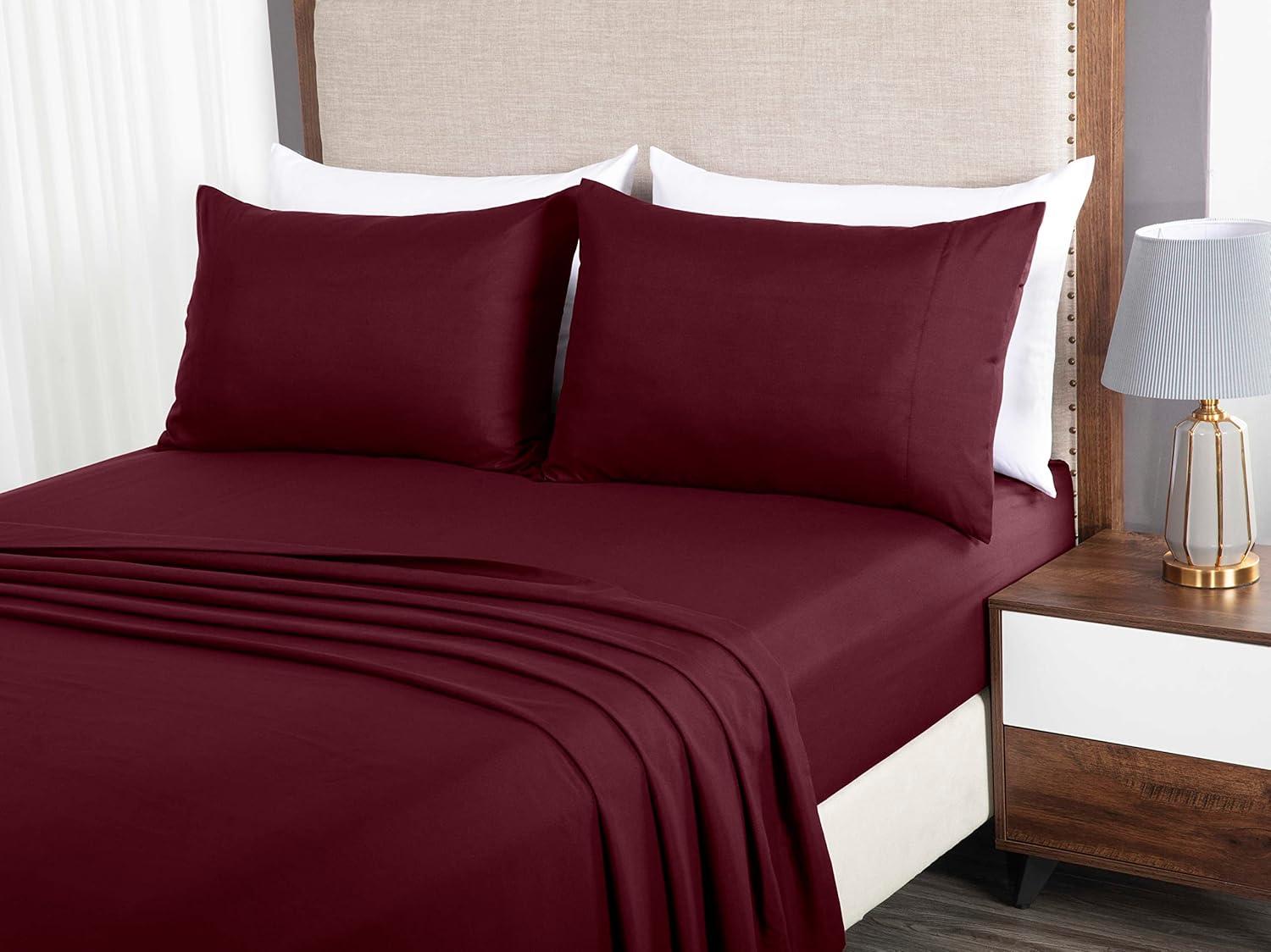 Burgundy King Microfiber Bed in a Bag Comforter Set