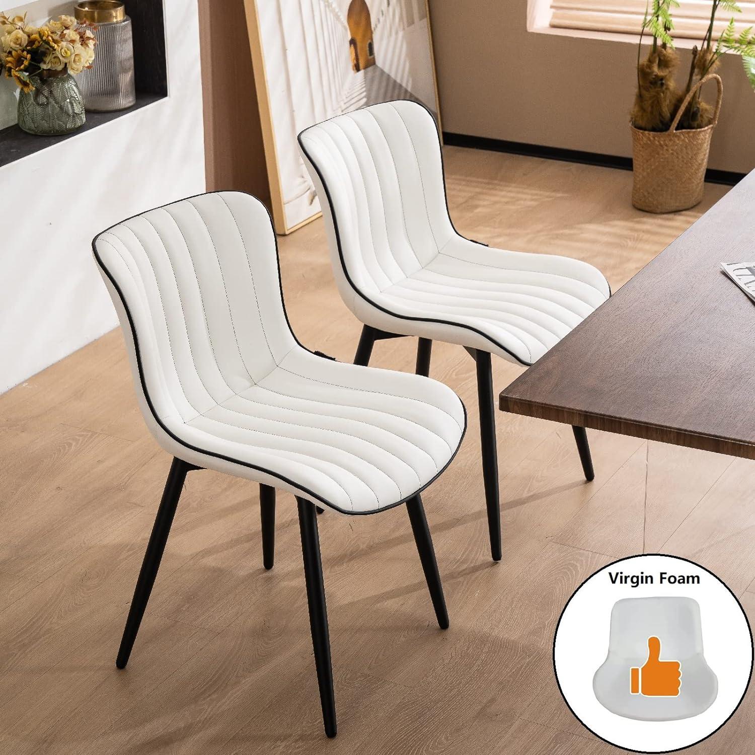 Heitger Leather Upholstered Side Chairs Modern Dining Chairs, Wingback Dining Room Chair