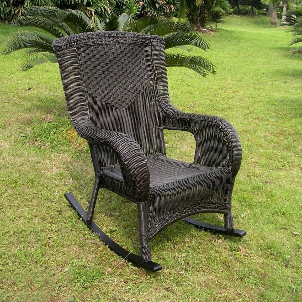 San Tropez Brown Resin Wicker Aluminum Rocking Chair