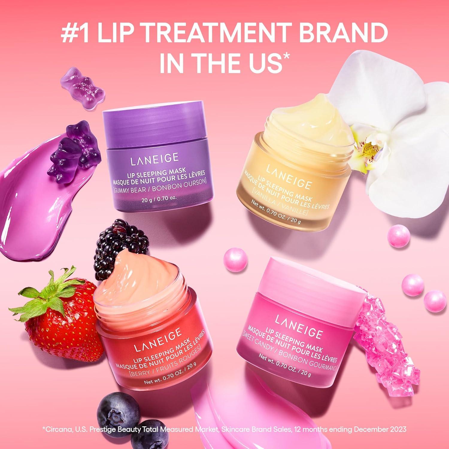 Mini Lip Glowy Balm Set with Berry, Gummy Bear, Sweet Candy, and Vanilla Flavors