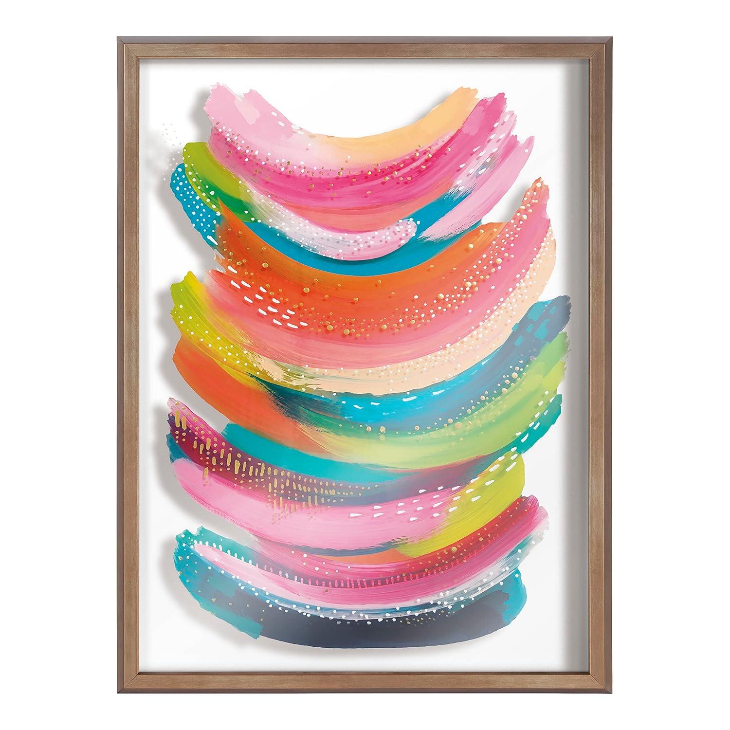 Kate and Laurel Blake Bright Abstract Framed Printed Glass Wall Art by Jessi Raulet of Ettavee, 18x24 Gold, Modern Colorful Abstract Art for Wall