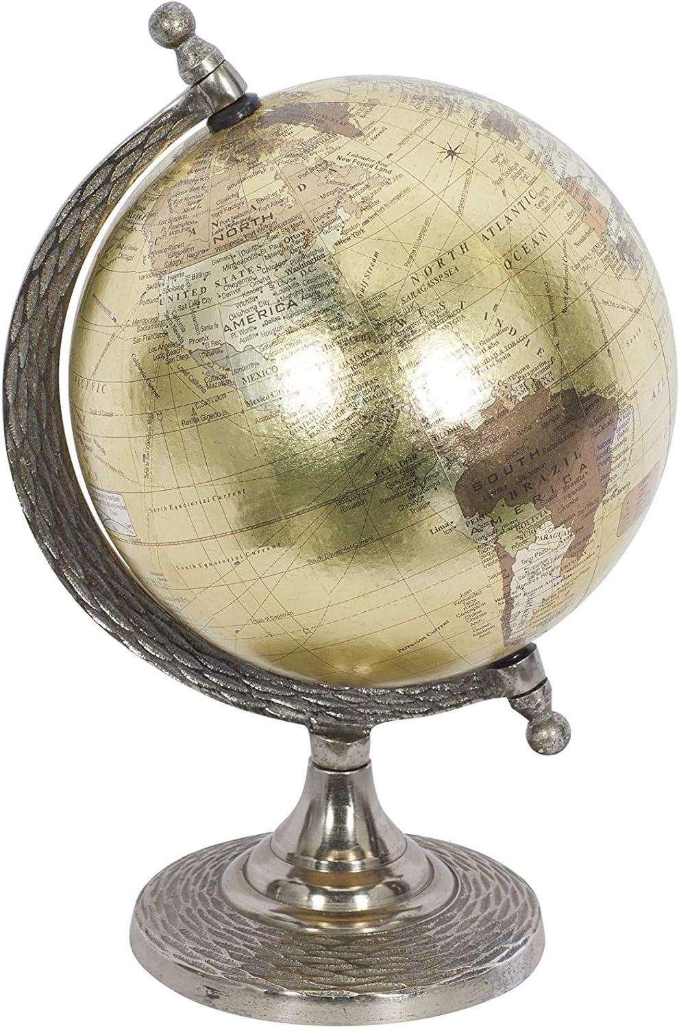 Elegant Traditional Brown Aluminum Globe, 7" x 10"