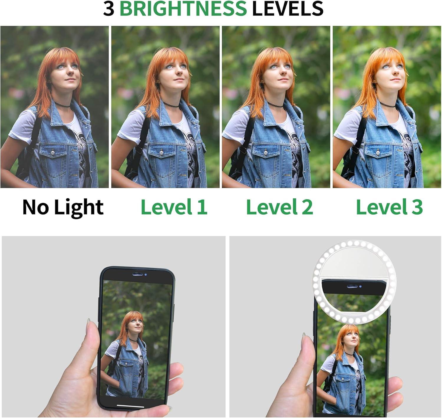 1Set Selfie Ring Light, Rechargeable Portable Clip-on Selfie Fill Light with 36 LED for Smart Phone Photography, Camera Video, Girl Makes up