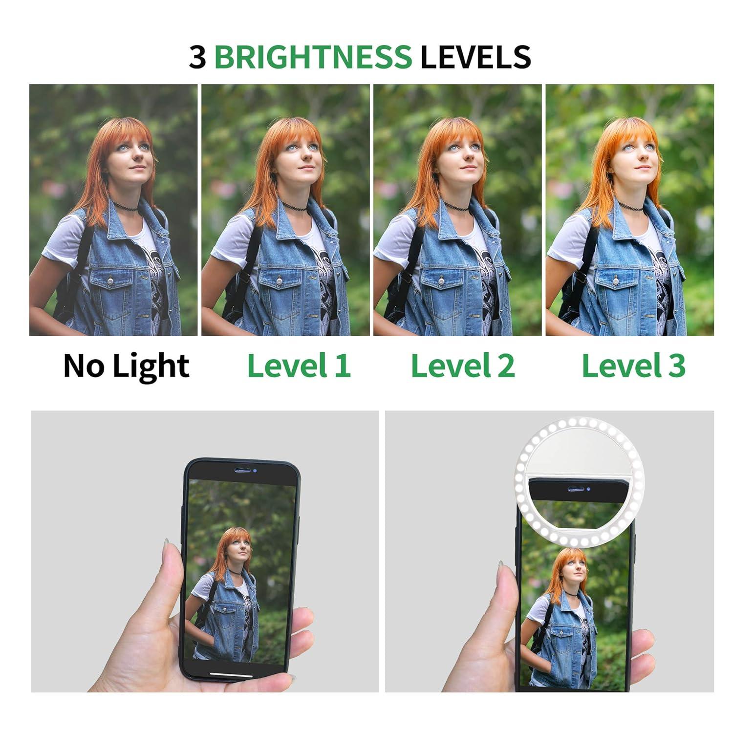 1Set Selfie Ring Light, Rechargeable Portable Clip-on Selfie Fill Light with 36 LED for Smart Phone Photography, Camera Video, Girl Makes up