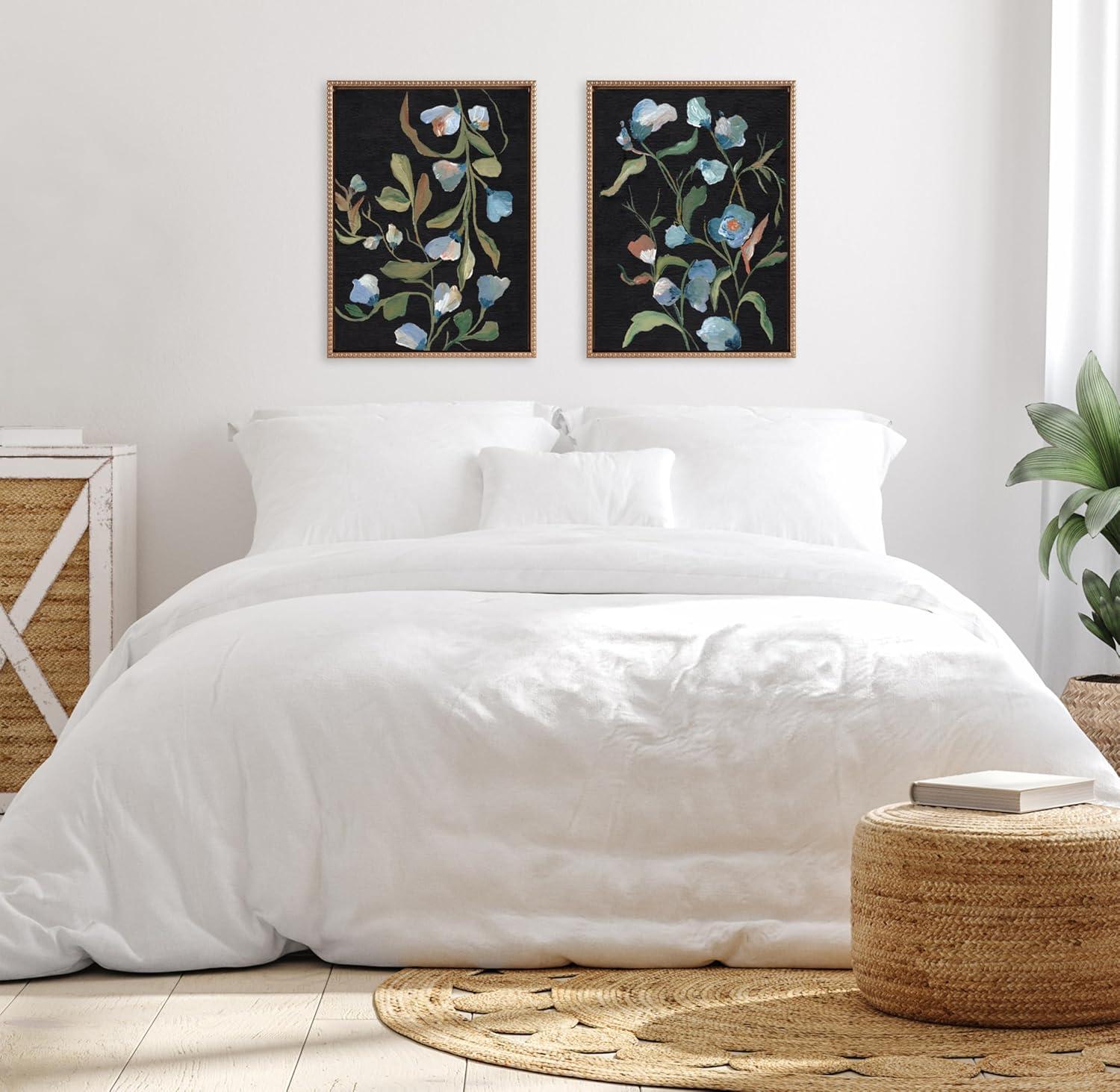 Kate & Laurel All Things Decor 18"x24" (Set of 2) Sylvie Foliage I and III Framed Canvas Arts by Nikita Jariwala Beaded Gold