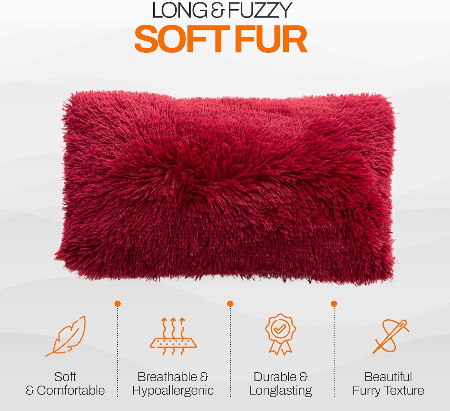 Cheer Collection Cheer Collection Shaggy Hair Decorative Throw Pillows (Set of 2)