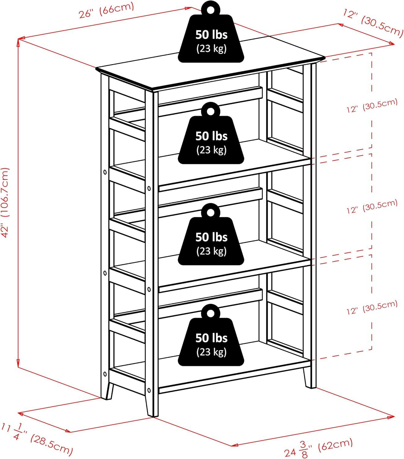 42" Honey Pine Wood 3-Tier Studio Bookshelf