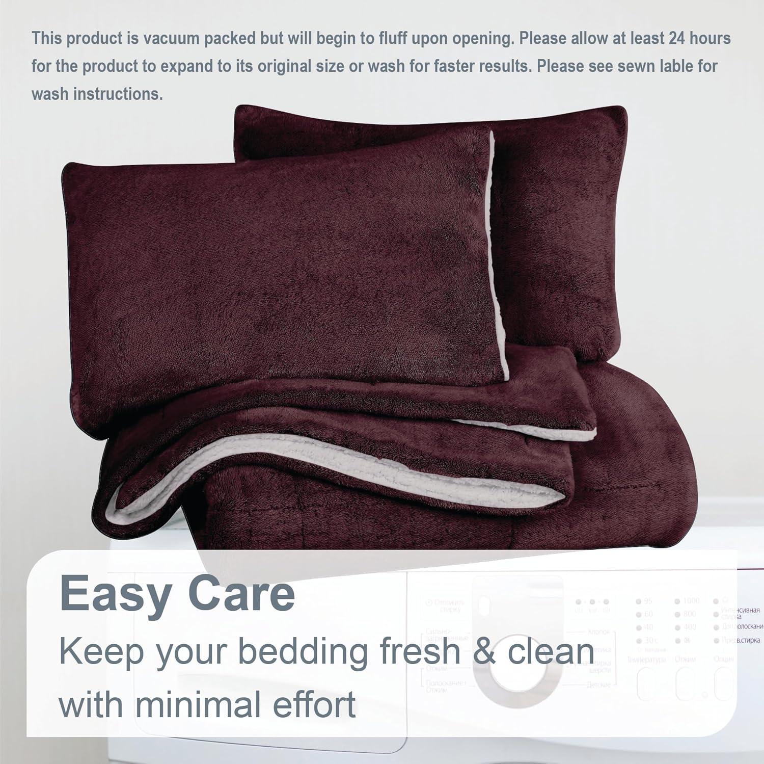 Swift Home Ultra Plush Reversible Faux Fur and Sherpa 3-Piece Comforter Set