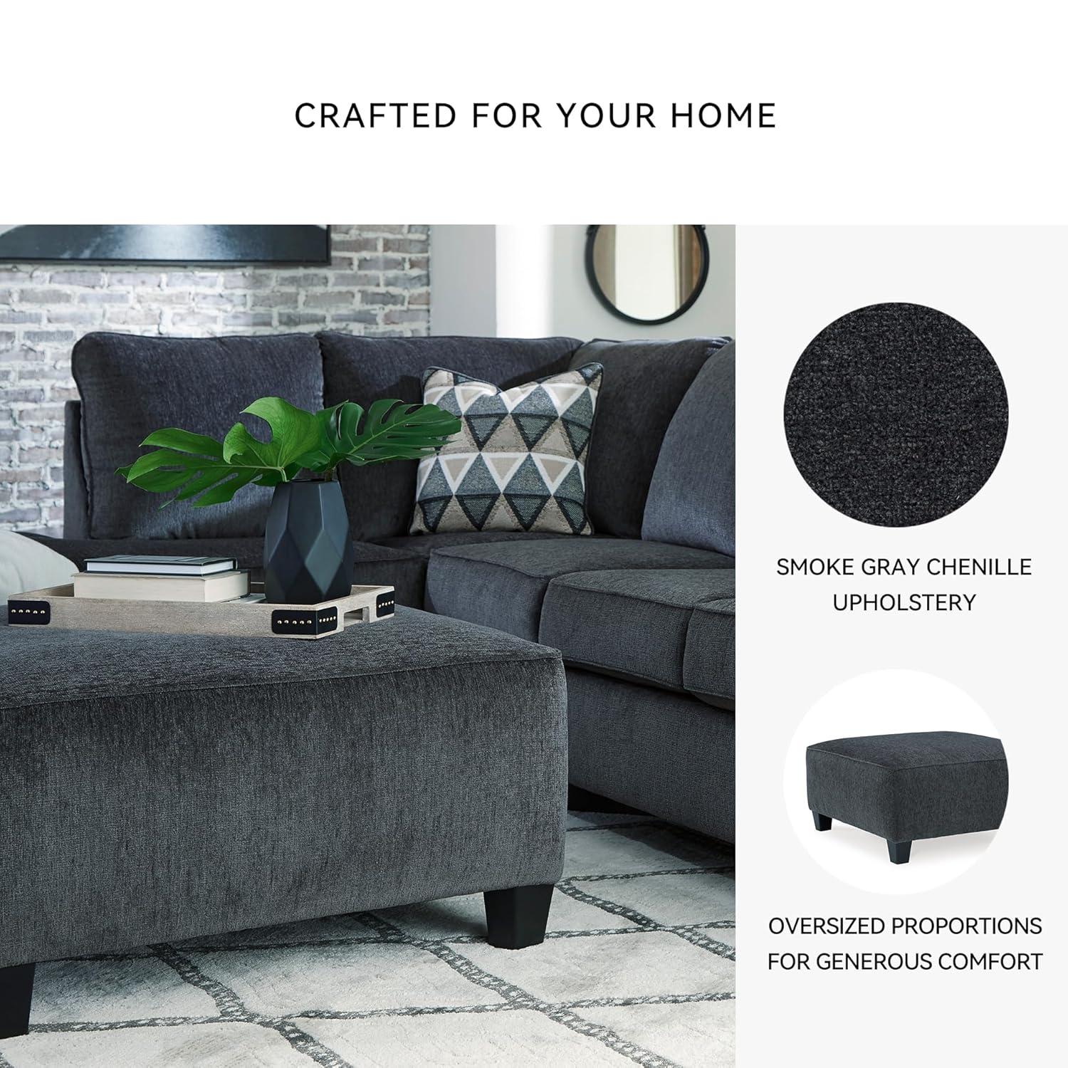 Signature Design by Ashley Contemporary Abinger Oversized Accent Ottoman Chenille Smoke