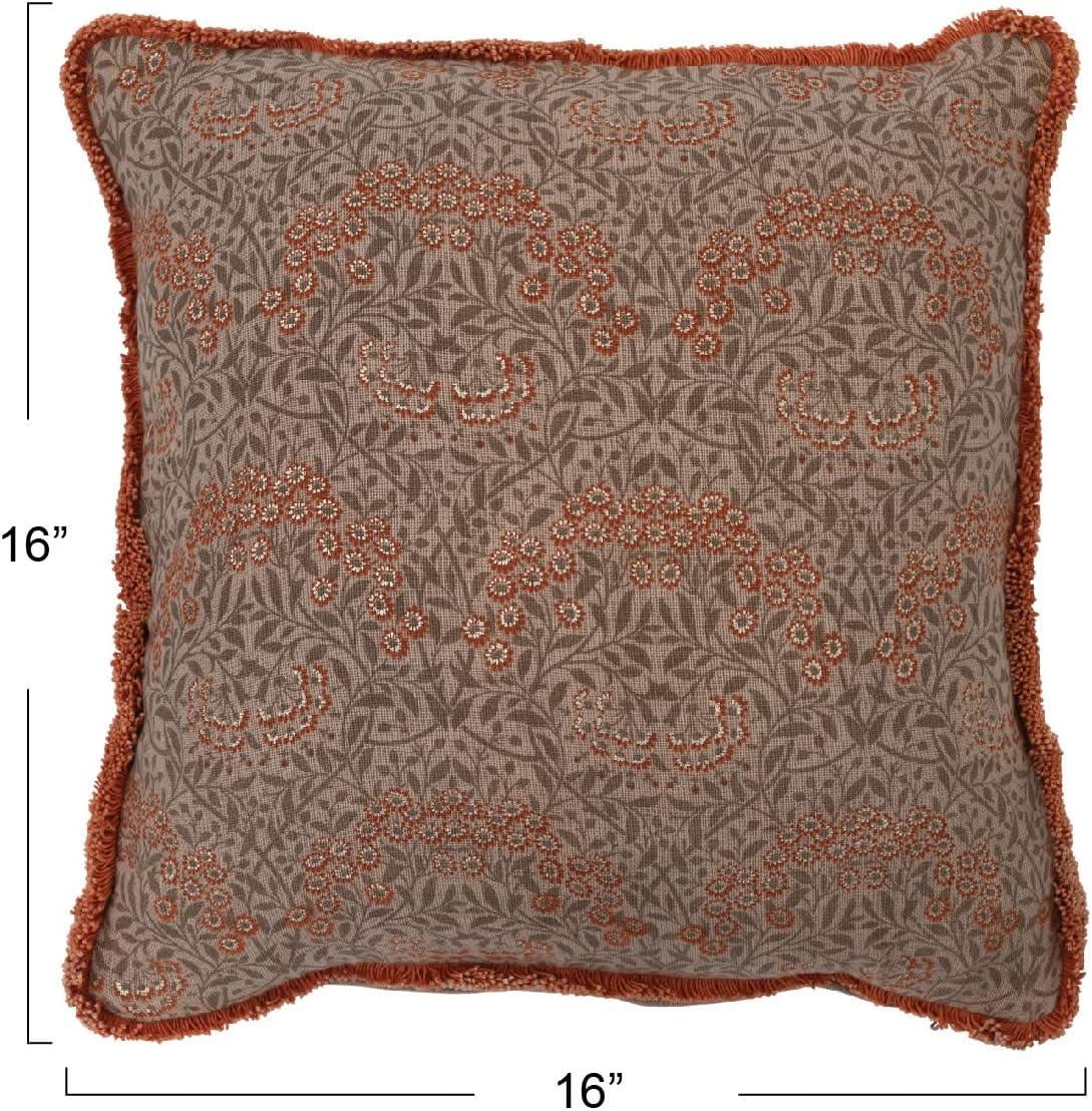 Creative Co-Op Fringed Cotton Reversible Throw Pillow