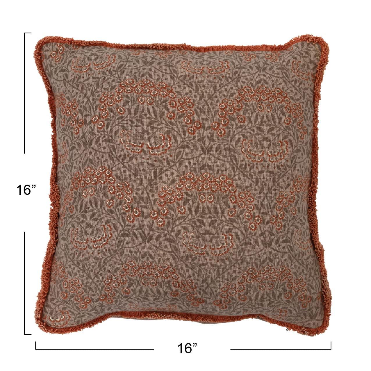 Creative Co-Op Fringed Cotton Reversible Throw Pillow