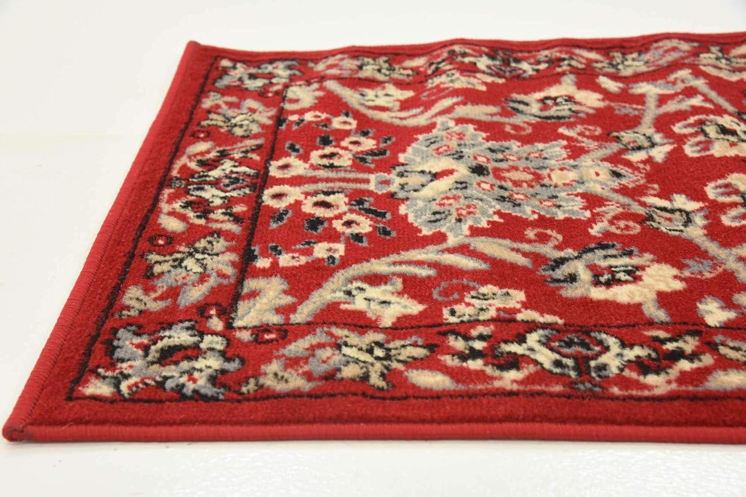 Unique Loom Sialk Hill Collection Area Rug - Washington (2' 2" x 8' 2" Runner Red/Black) Floral Traditional Perfect For Living Room Bed Room Dining Room Office