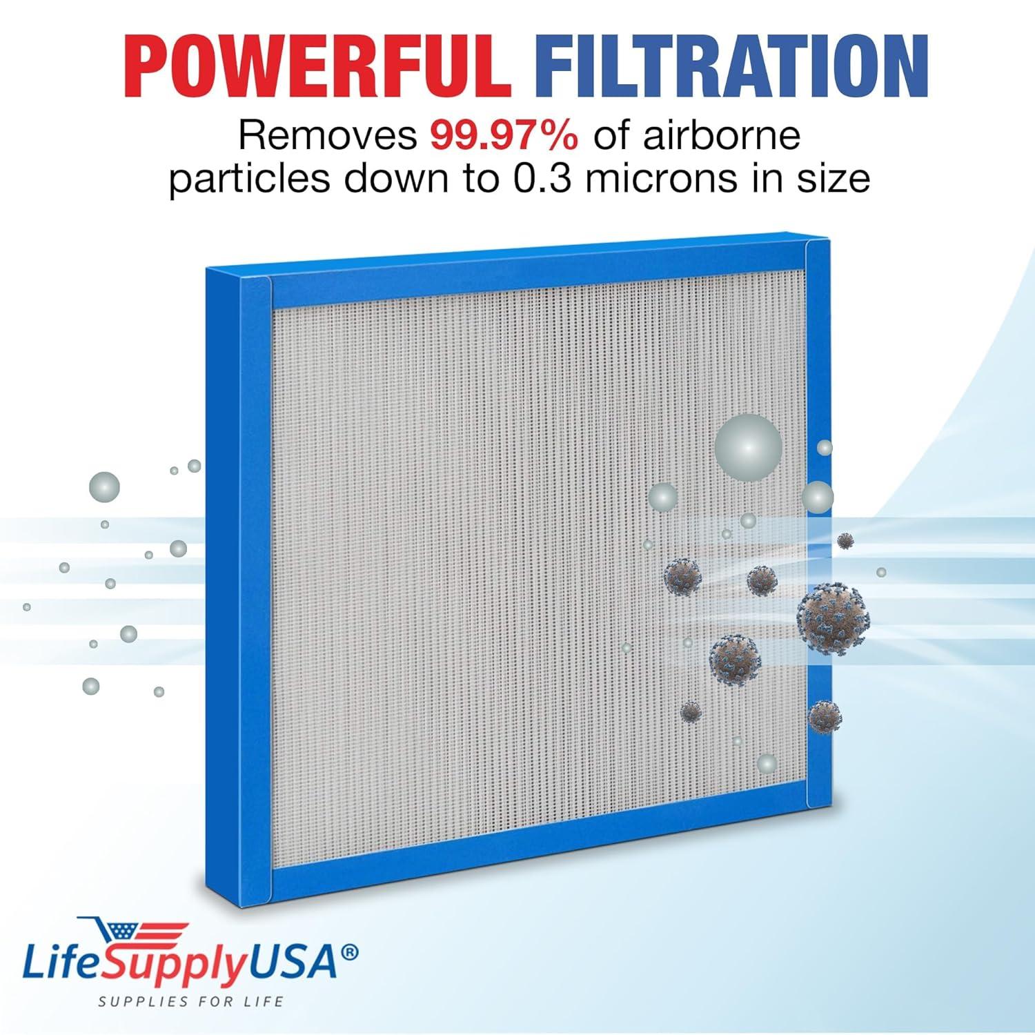 LifeSupplyUSA True HEPA Filter Replacement Compatible with HoMedics Filter Replacement AF-100FL, 100 CADR Air Purifier