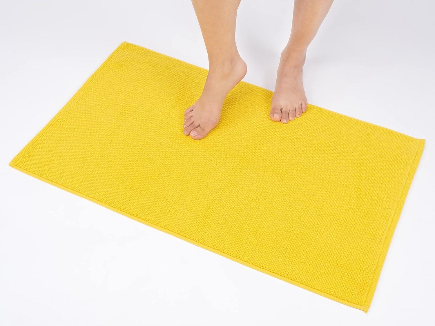 American Soft Linen 100% Cotton Bath Mat Rugs, 20x34 inches Slip Resistant Bottom Base Bath Mats for Bathroom, Yellow