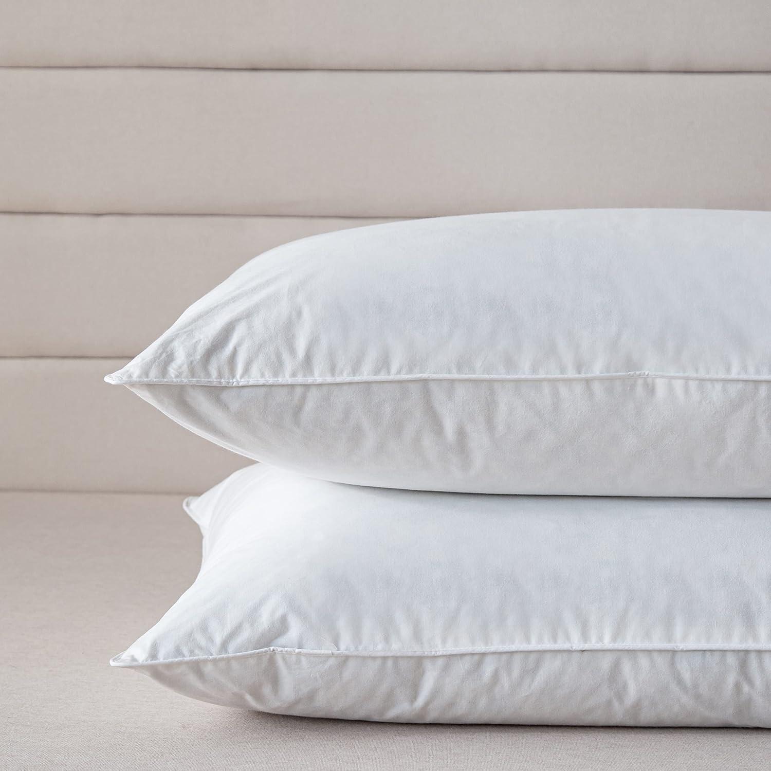 King Size White Organic Cotton Feather Down Bed Pillow