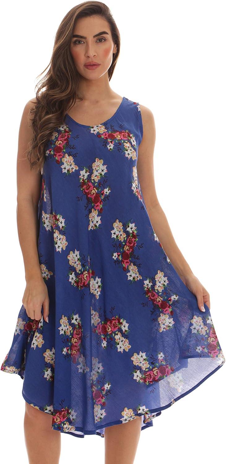 Riviera Sun Womens Floral Print Summer Dress - Beach Cover Up Sundress - Dresses for Women 21993-6015-BLU-3X