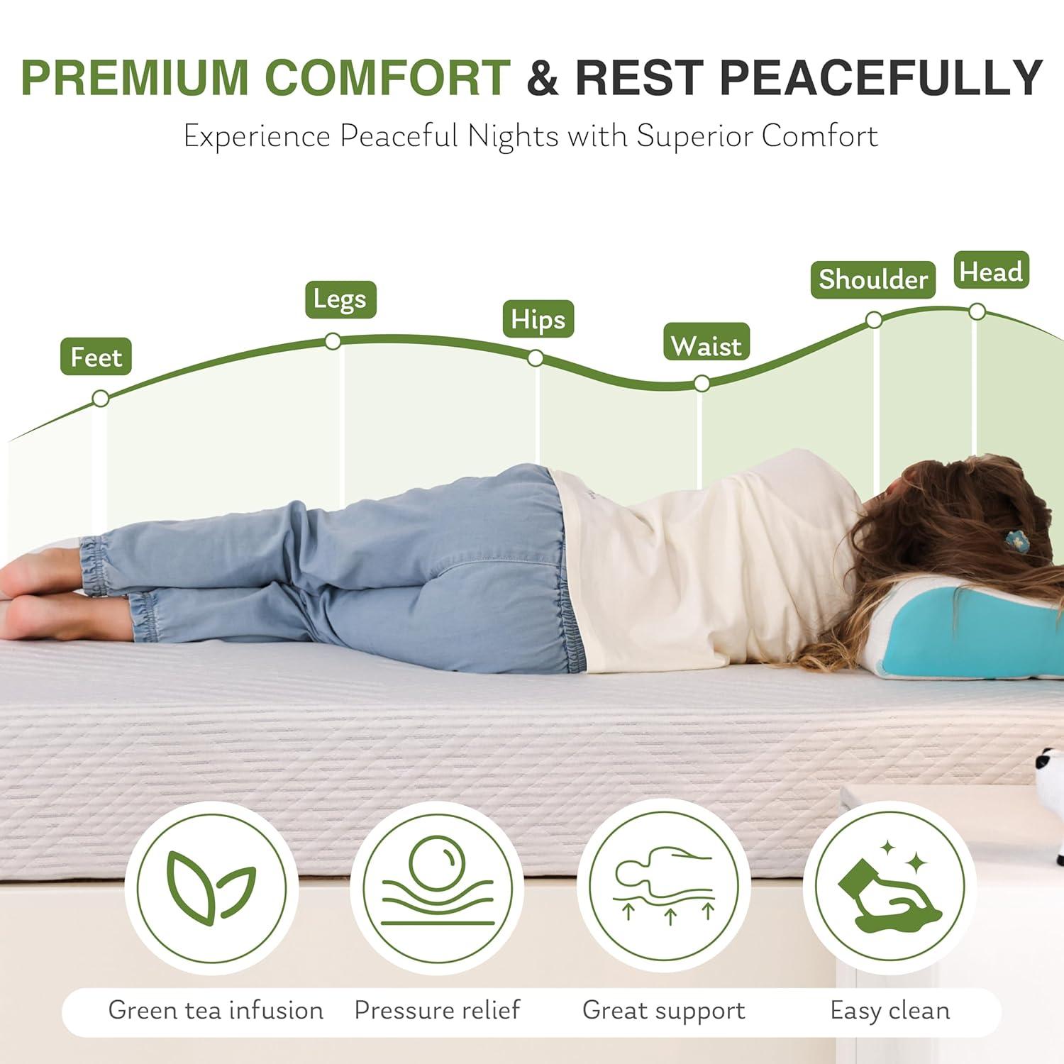 MLILY Twin Mattress in a Box, 6 inch Mattresses for Kids Bed Single Size Daybed Individual Bunk, Memory Foam Medium Firm