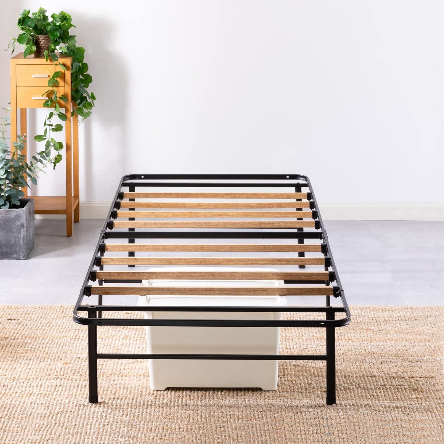 14" SmartBase Essential Mattress Foundation Bed with Bamboo Slats Black - Zinus