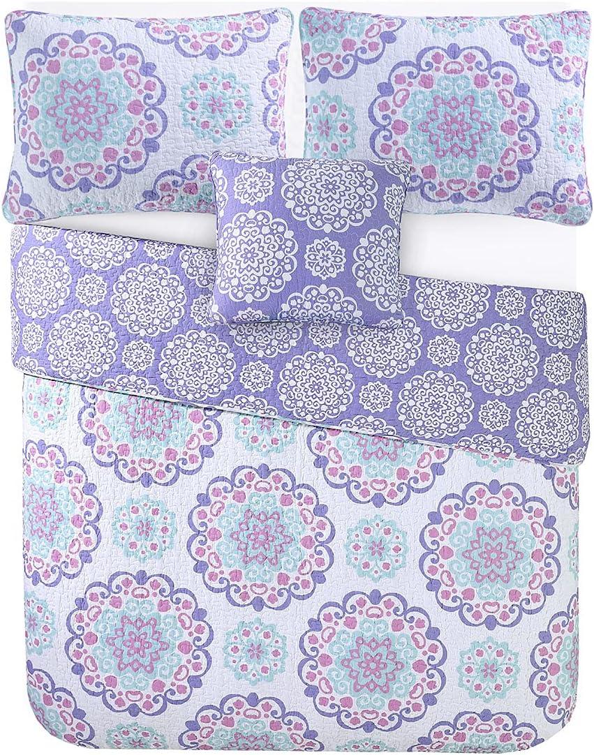 Alex + Bella ALEX + BELLA Vivian Purple reversible Cotton Quilt Set