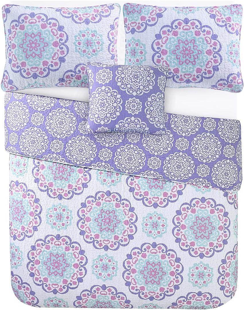 ALEX + BELLA Vivian Purple reversible Cotton Quilt Set