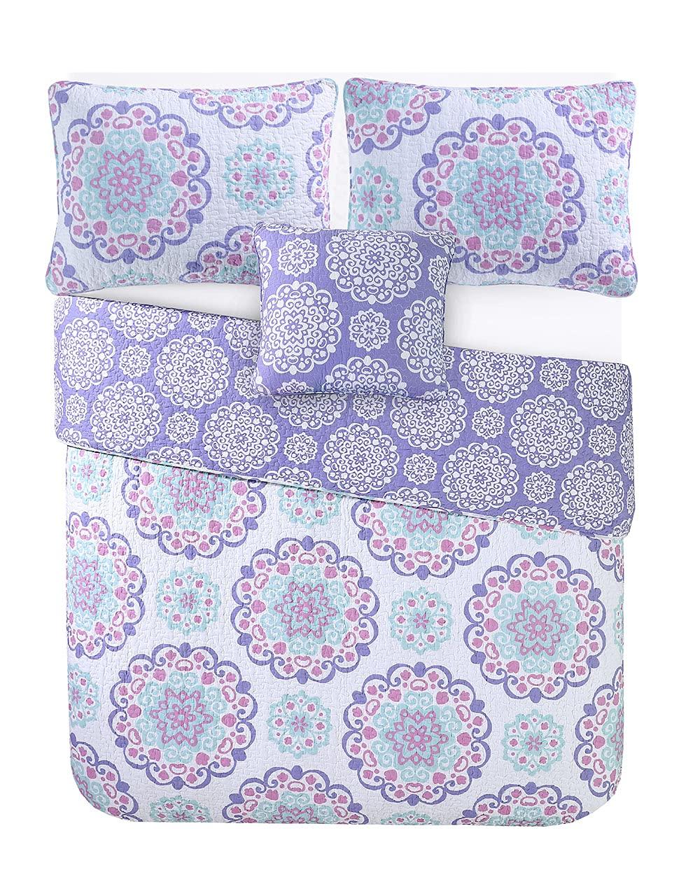 Alex + Bella ALEX + BELLA Vivian Purple reversible Cotton Quilt Set