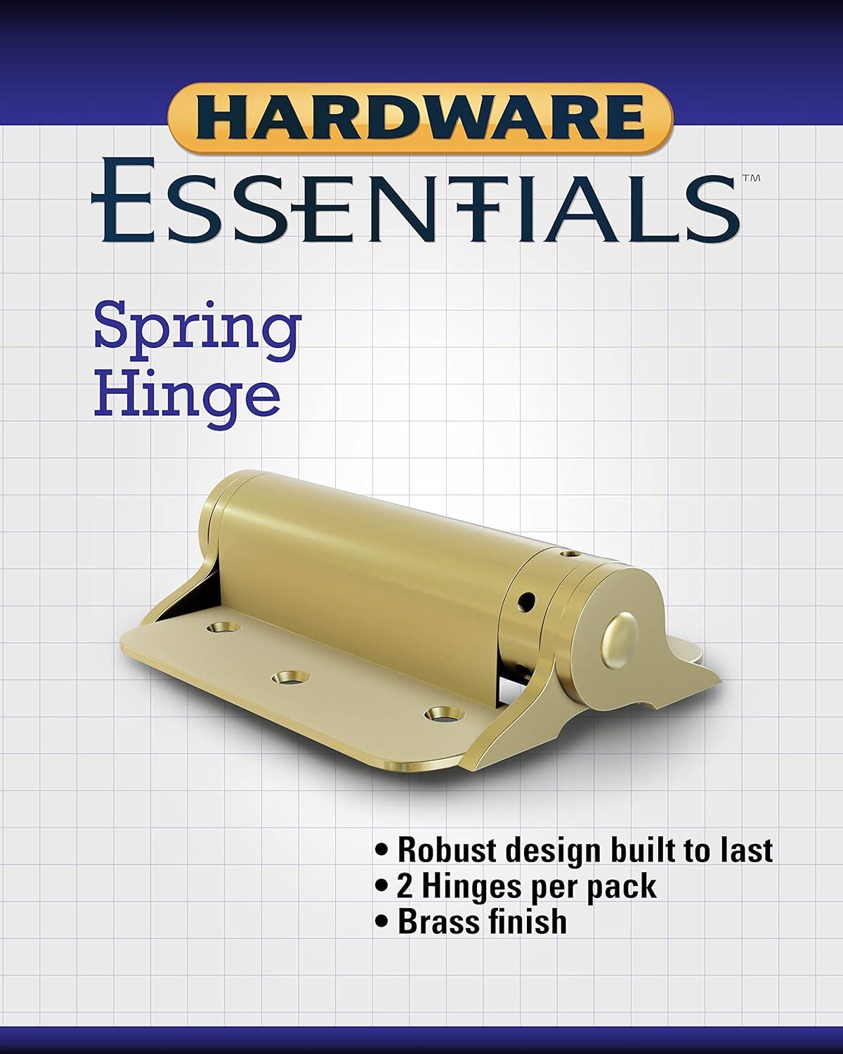 Hillman Group 851598 Carded - Adjustable Spring Door Hinges, Brass Plated - 3 in.