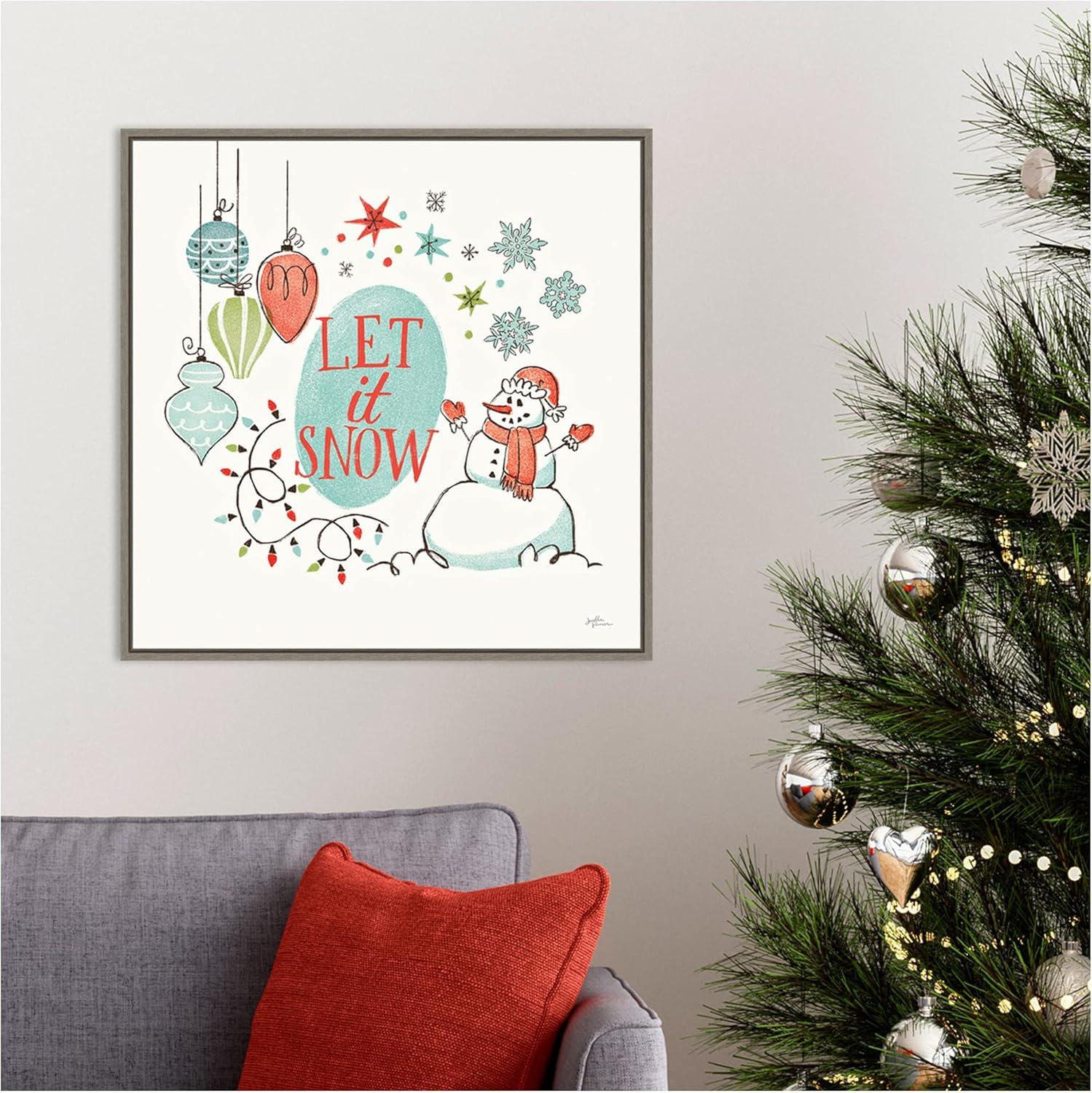 Amanti Art Retro Christmas V Framed Canvas Wall Art Print