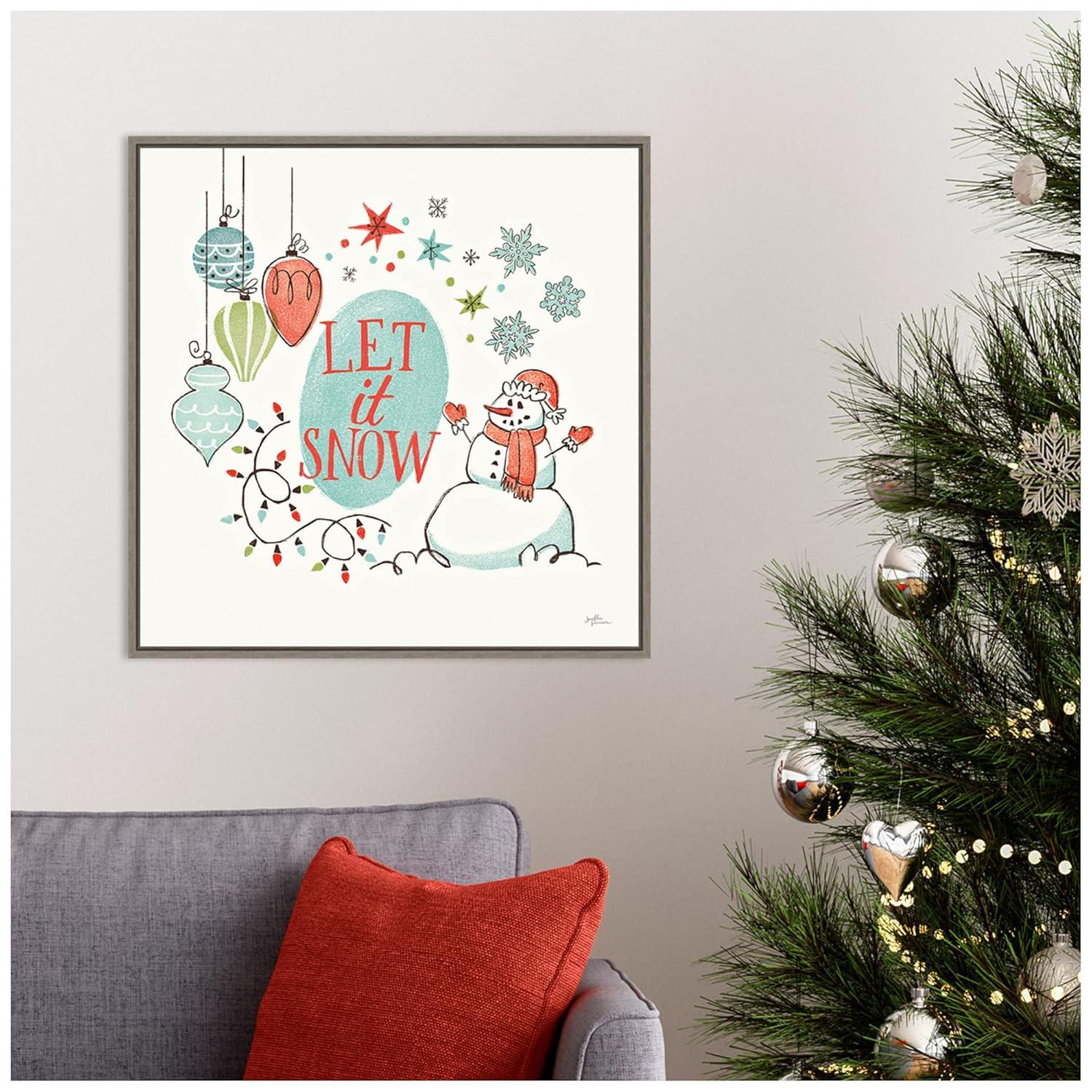 Amanti Art Retro Christmas V Framed Canvas Wall Art Print