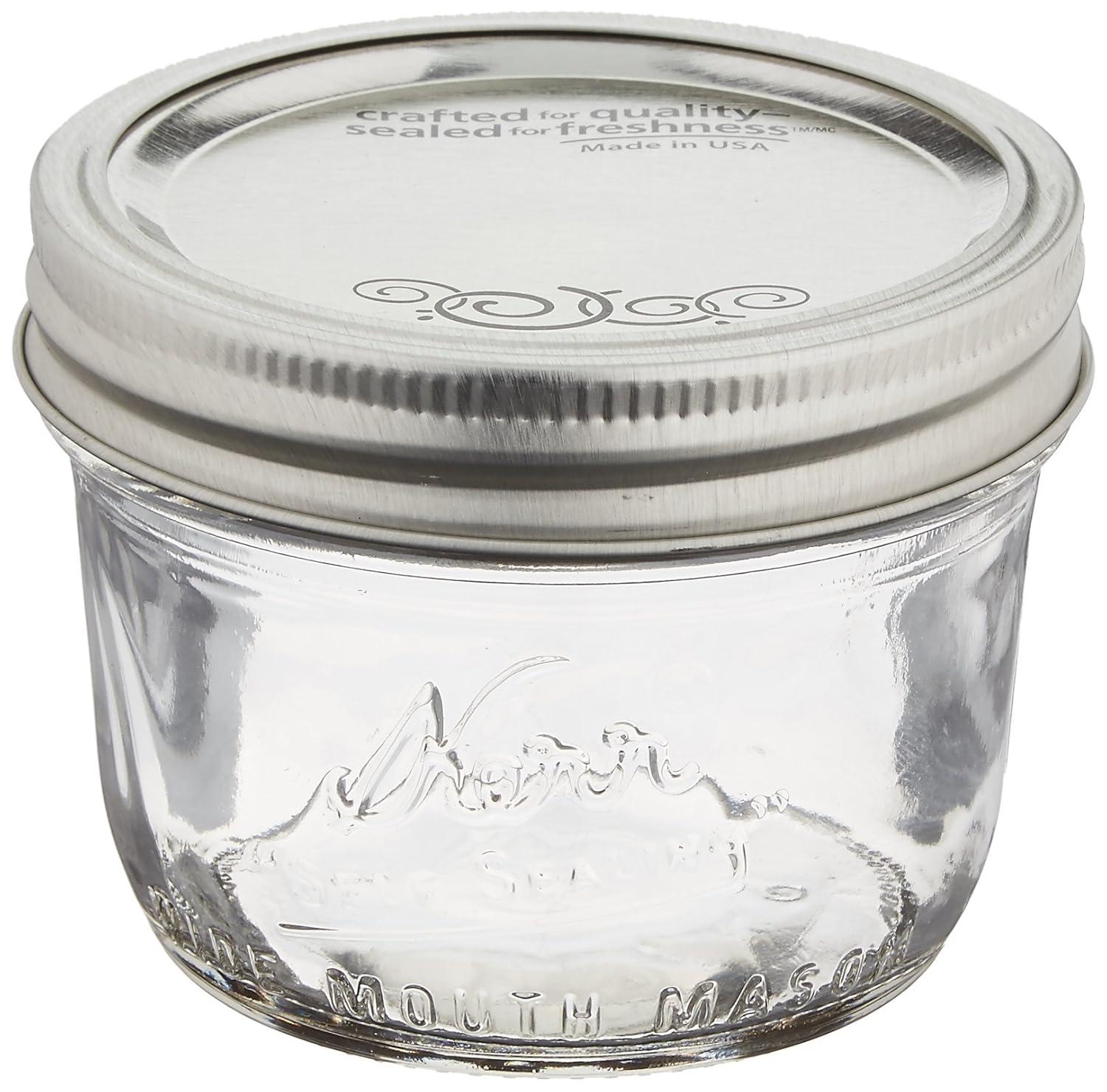 Ball Jarden Kerr Wide Mouth Half Pint Glass Mason Canning Jars Lids Bands 12 Count