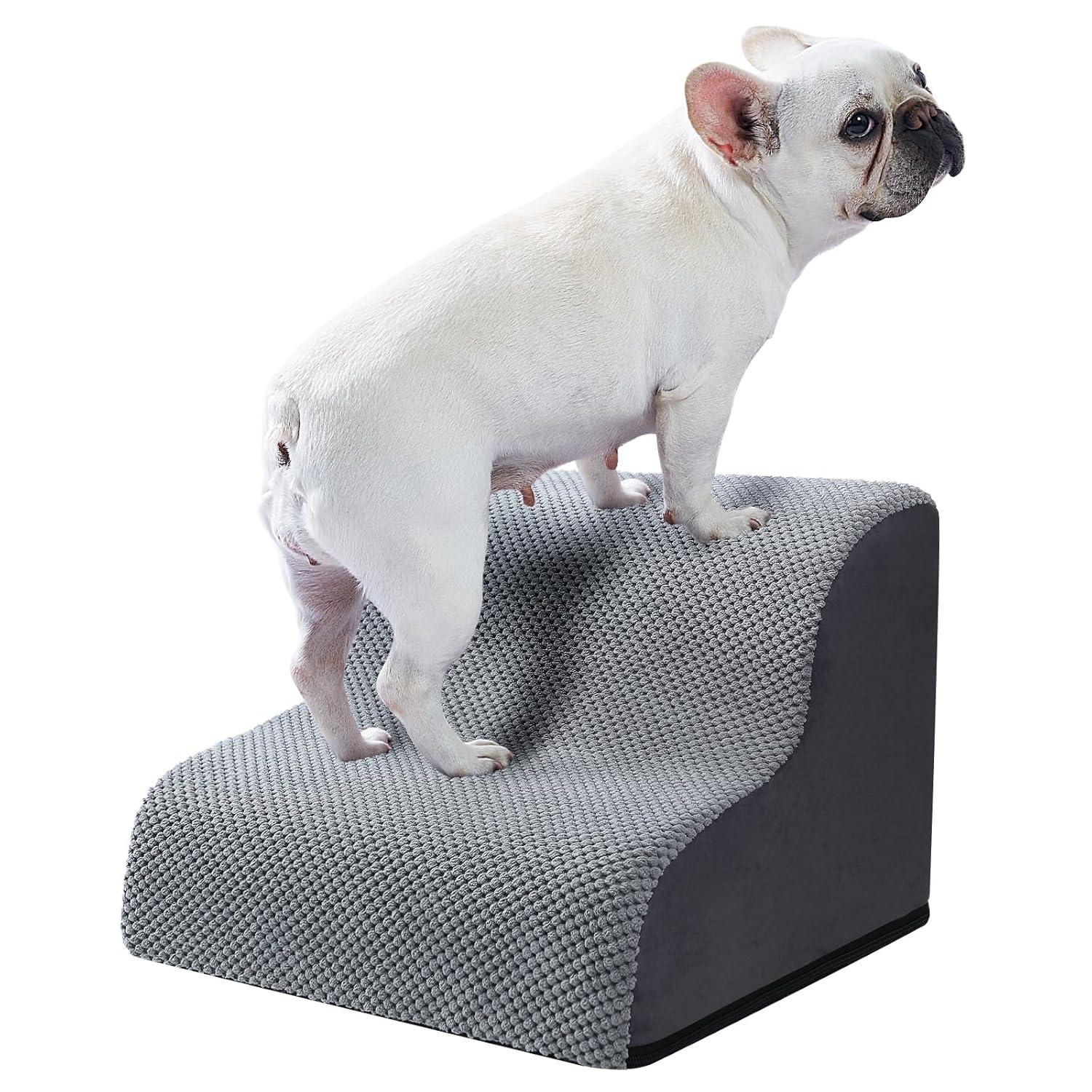 Tucker Murphy Pet™ Dog Stairs Ramps To High Beds And Couch Up To 24'', Dog Step For Small Large Dog With High-Density Foam, 4-Step Pet Stairs With Non-Slip Bottom For Puppy And Cat, Gifts Lint Roller For Dogs