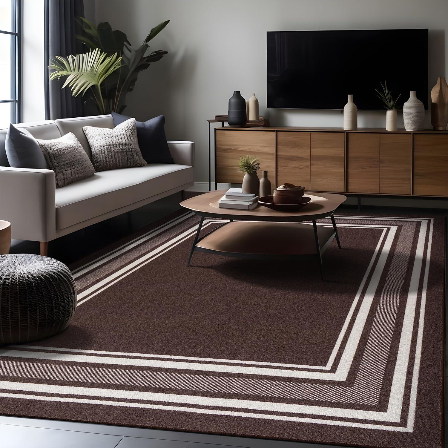 Quiogue Brown Non-Slip Area Rug