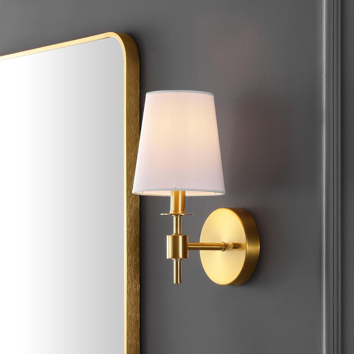 Dalany 7" Brass and White Wall Sconce Set