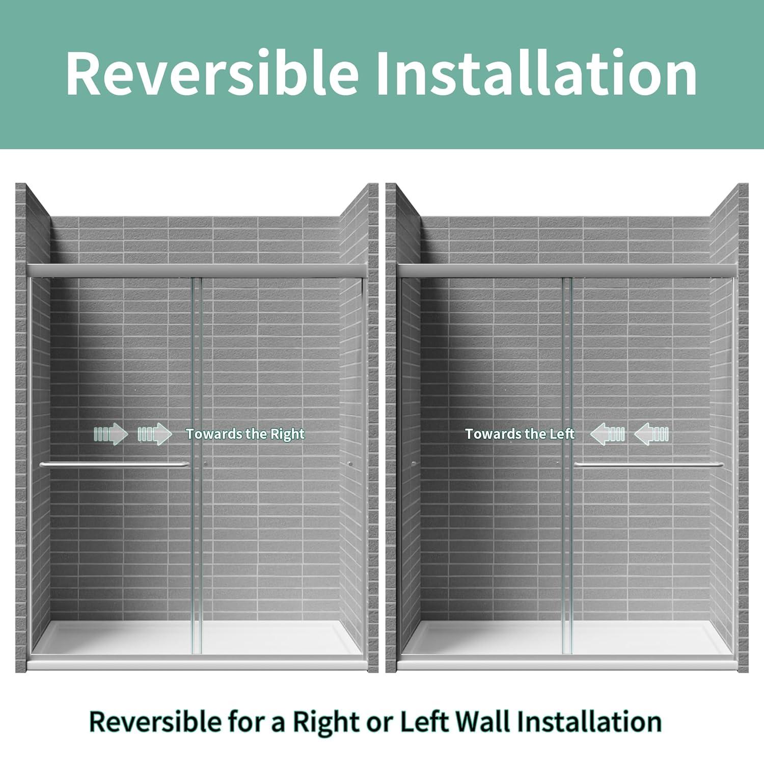 56" -60" W x 70" H Double Sliding Frameless Shower Door with Clear Glass