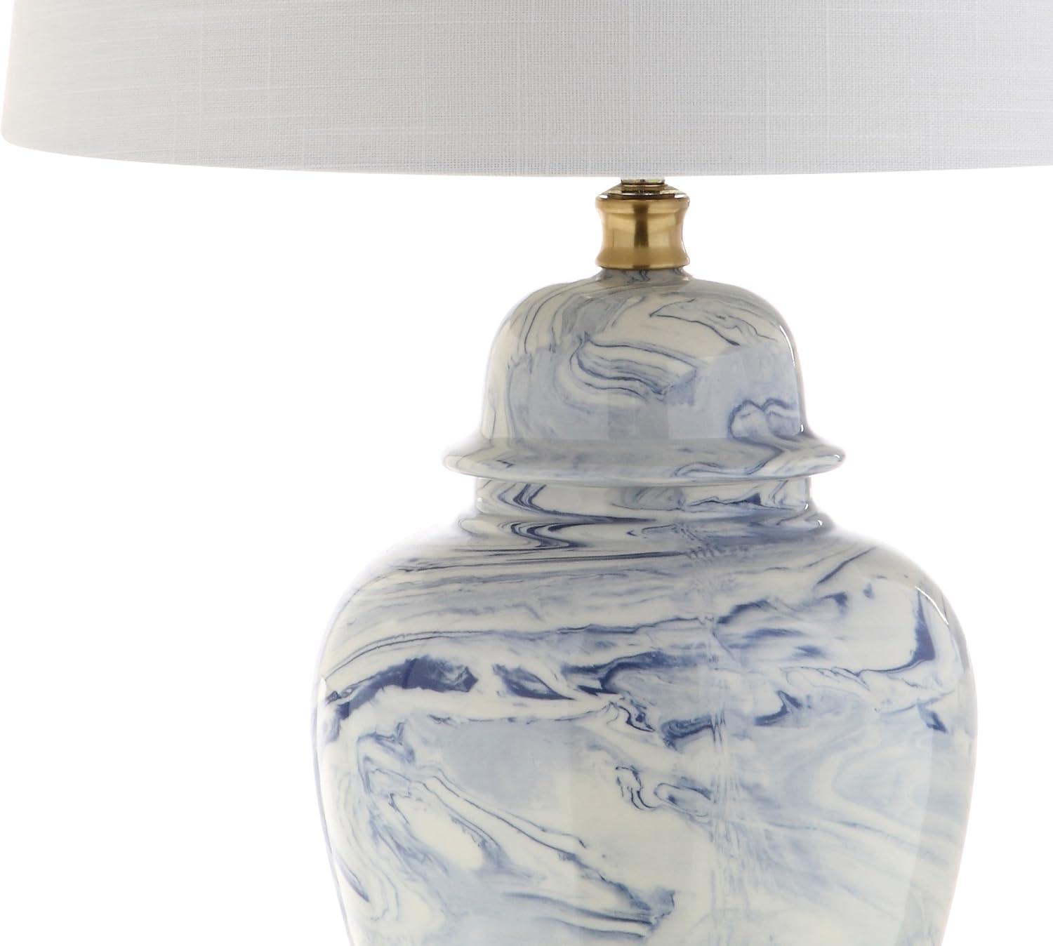 Wallace 26" Blue and White Ceramic Table Lamp with Cotton Shade