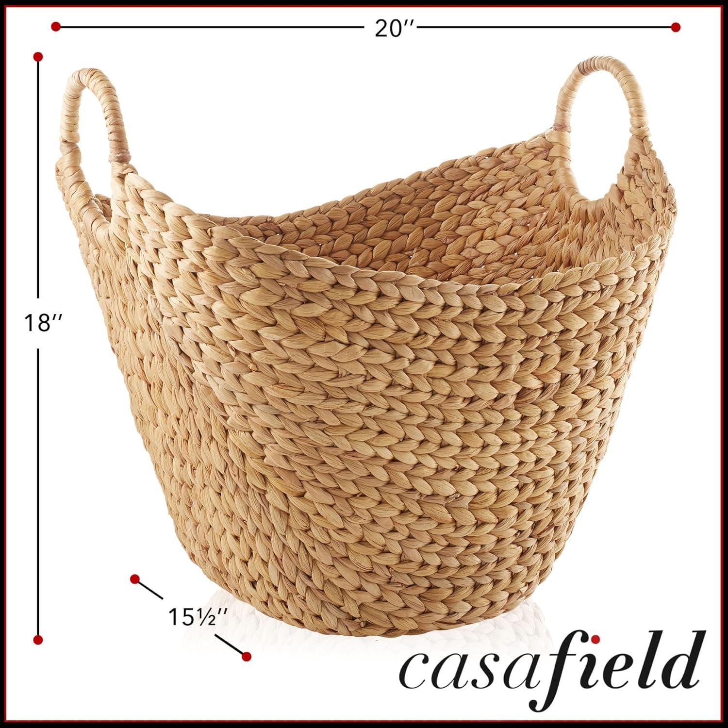 Natural Water Hyacinth Oval Storage Basket with Handles